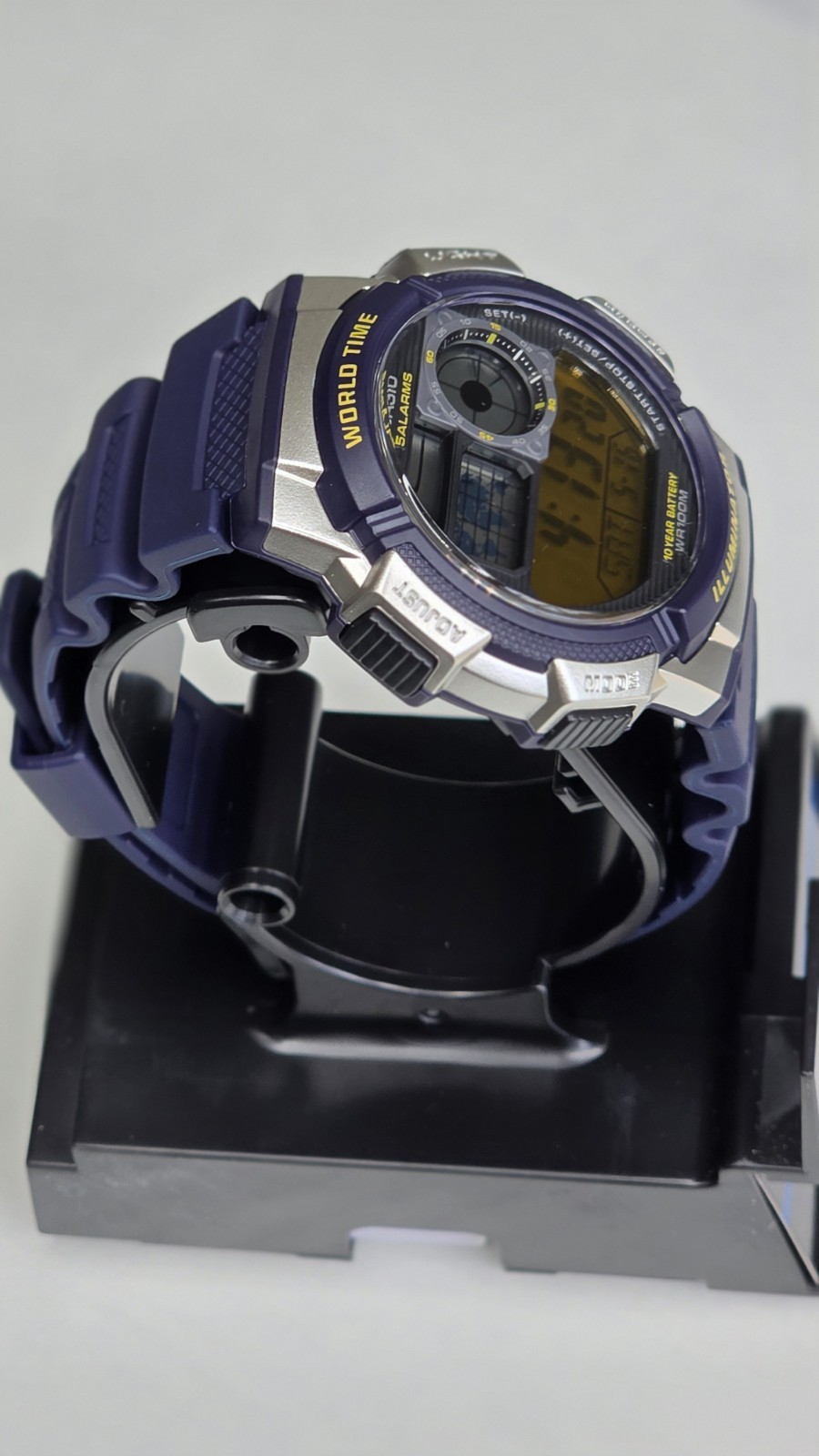 Casio Retro Digital Men’s Watch Blue & Yellow World Time Illuminator Vintage