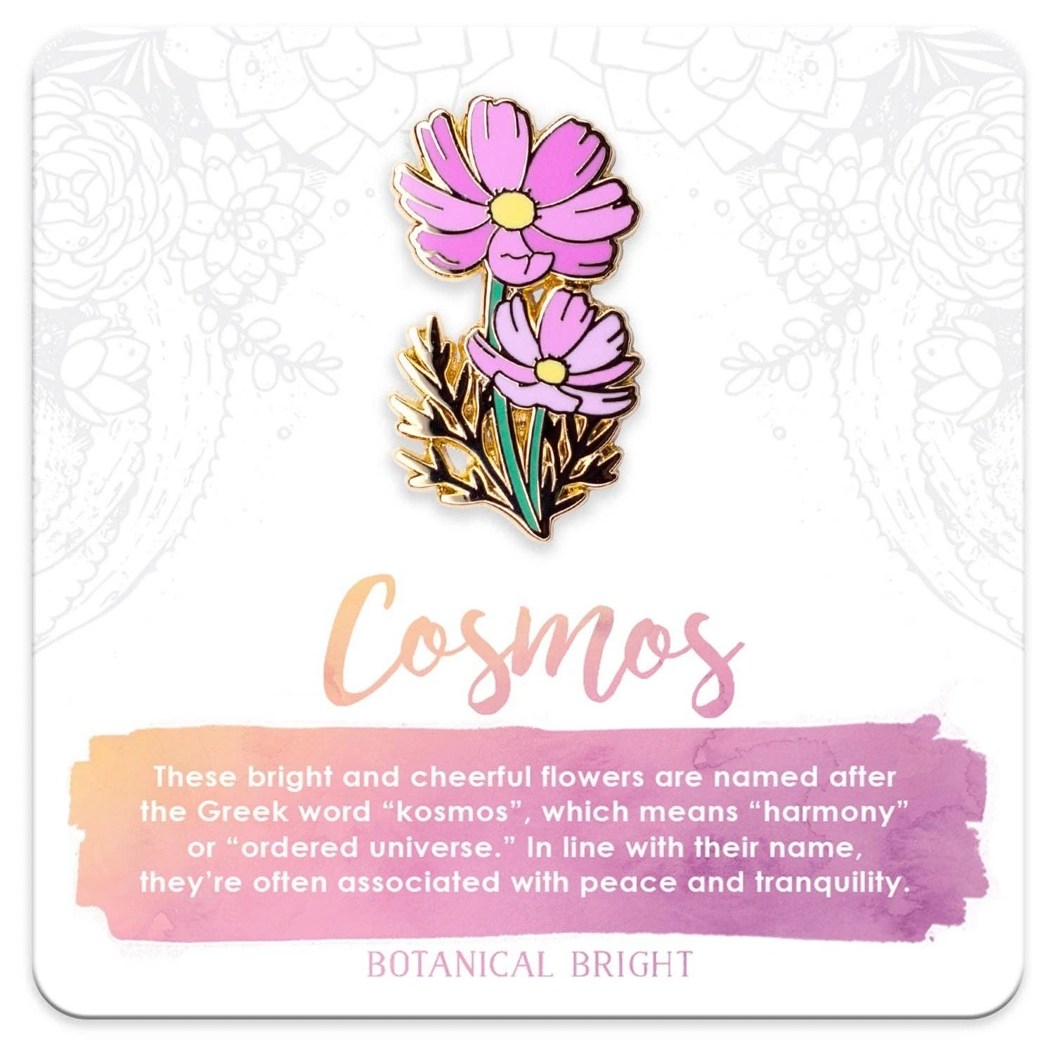 Cosmos Flower Enamel Pin – Gold Plated Floral Nature Jewelry – NEW Garden Brooch