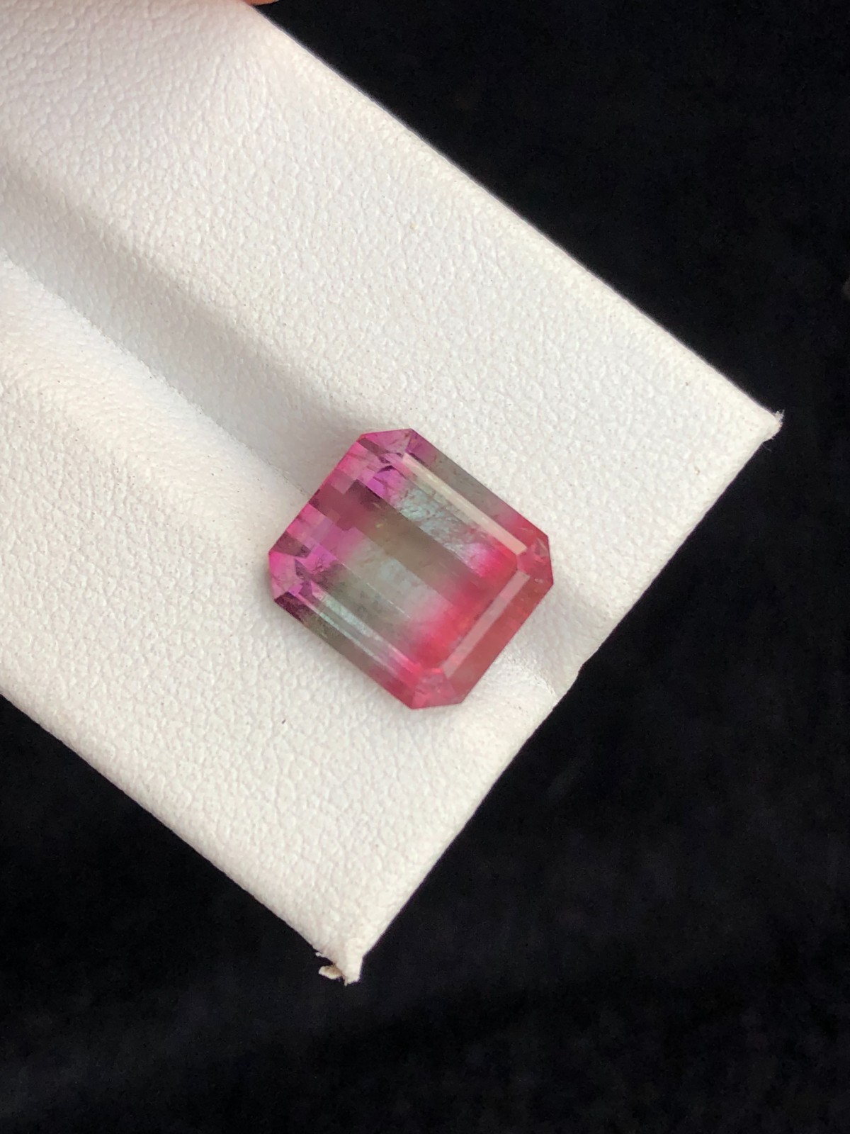 Tri-Color Tourmaline Gemstone: Emerald Cut, Afghanistan Origin, 6.8 Carats