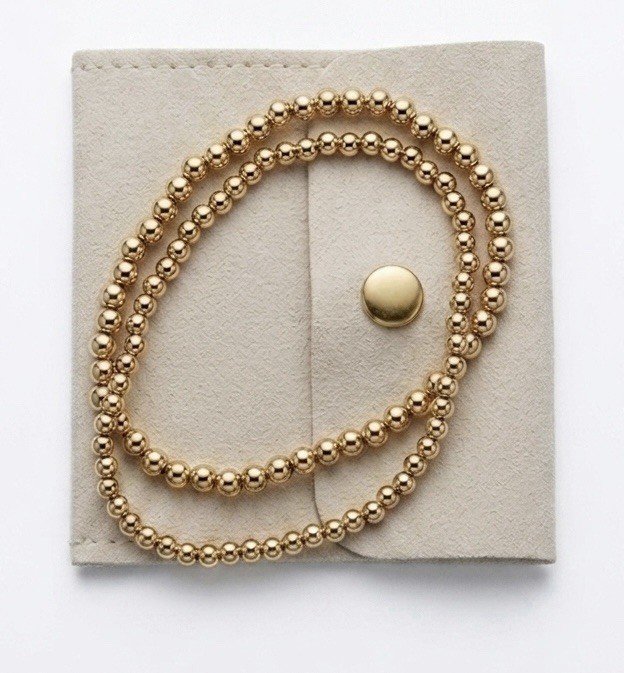 18K Gold PVD Beaded Bracelet Set for Women Stackable Stainless Steel Gift
