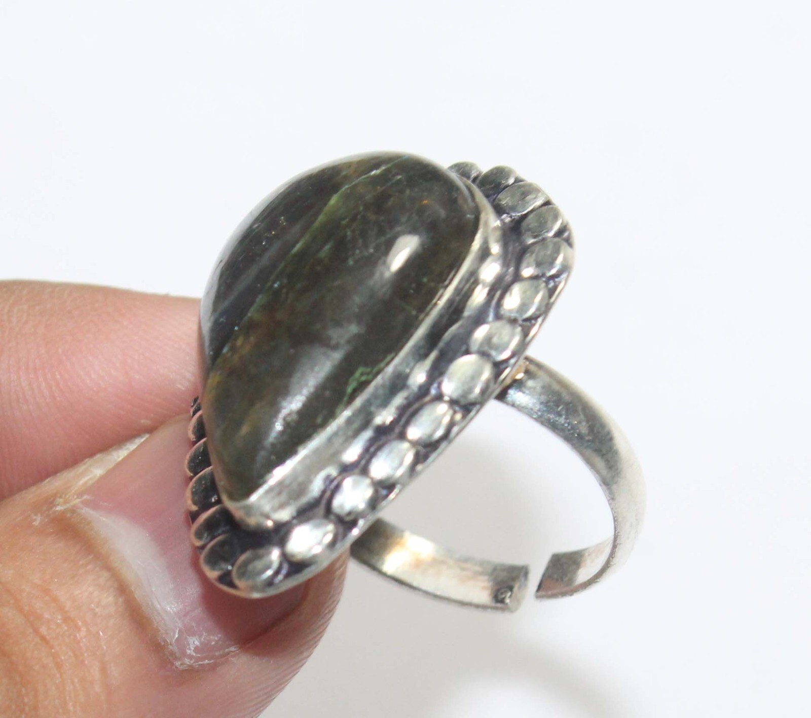 Top Labradorite Pear Shape Gemstone Handmade Ring Jewelry Free Size