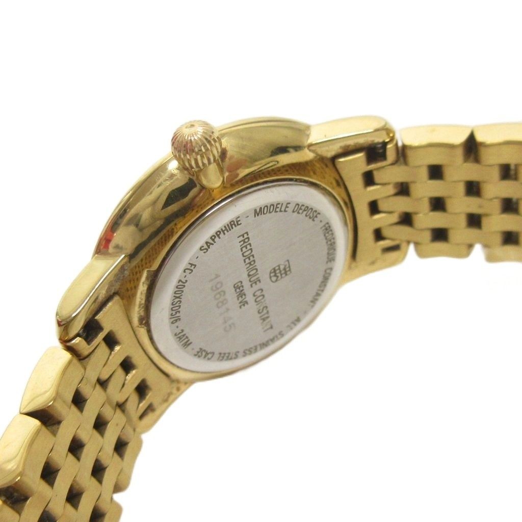 Frederique Constant slimline watch analog quartz 2 hands diamond bezel white dia