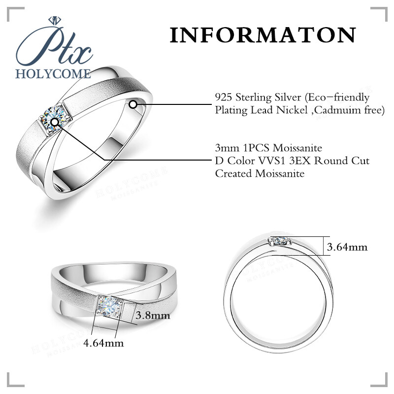 Multicolor Round Moissanite Ring 925 Silver Mens Ring 18K Gold Fine Jewelry Gift