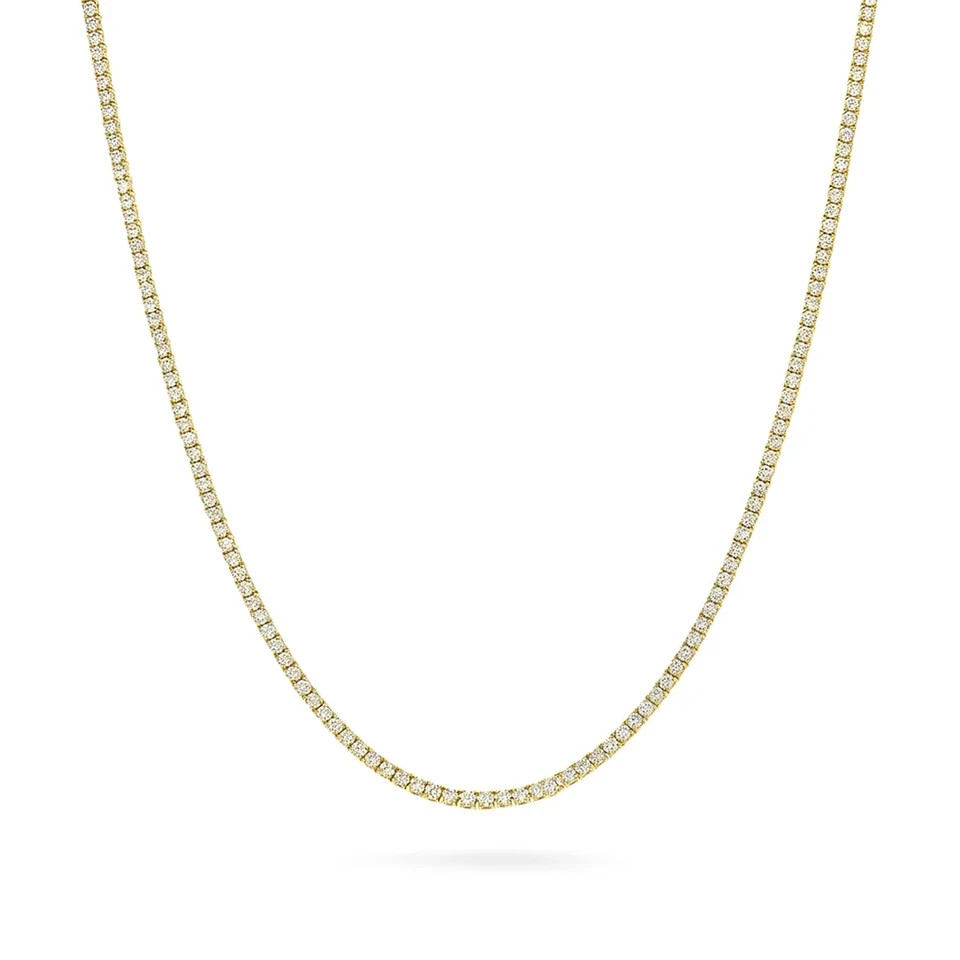 8.1Ct Round Cut Lab Created Diamond Women Tennis Necklace 14K Yellow Gold Plated