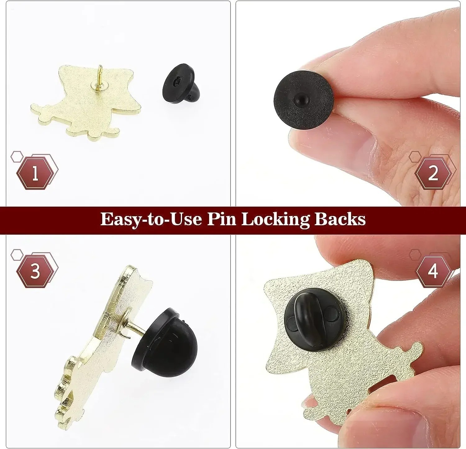 500-50pcs Black PVC Rubber Pin Backs Butterfly Clutch Tie Tack Lapel Holder Clas
