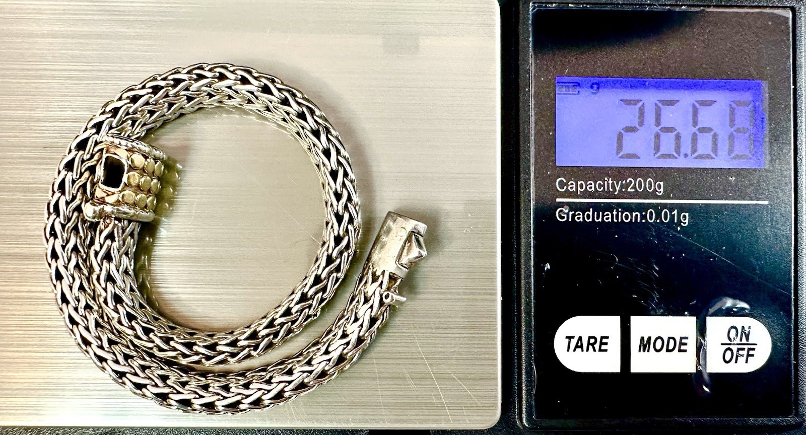 John Hardy Dot Bracelet – 18K Gold and Sterling Silver 7.75”