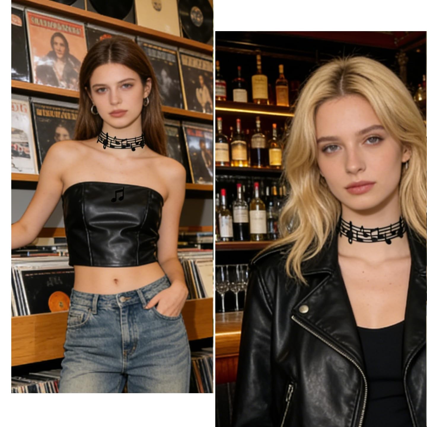 Zaxomum Cute Black Music Note Choker Necklace for Women – 11.81 inches, black