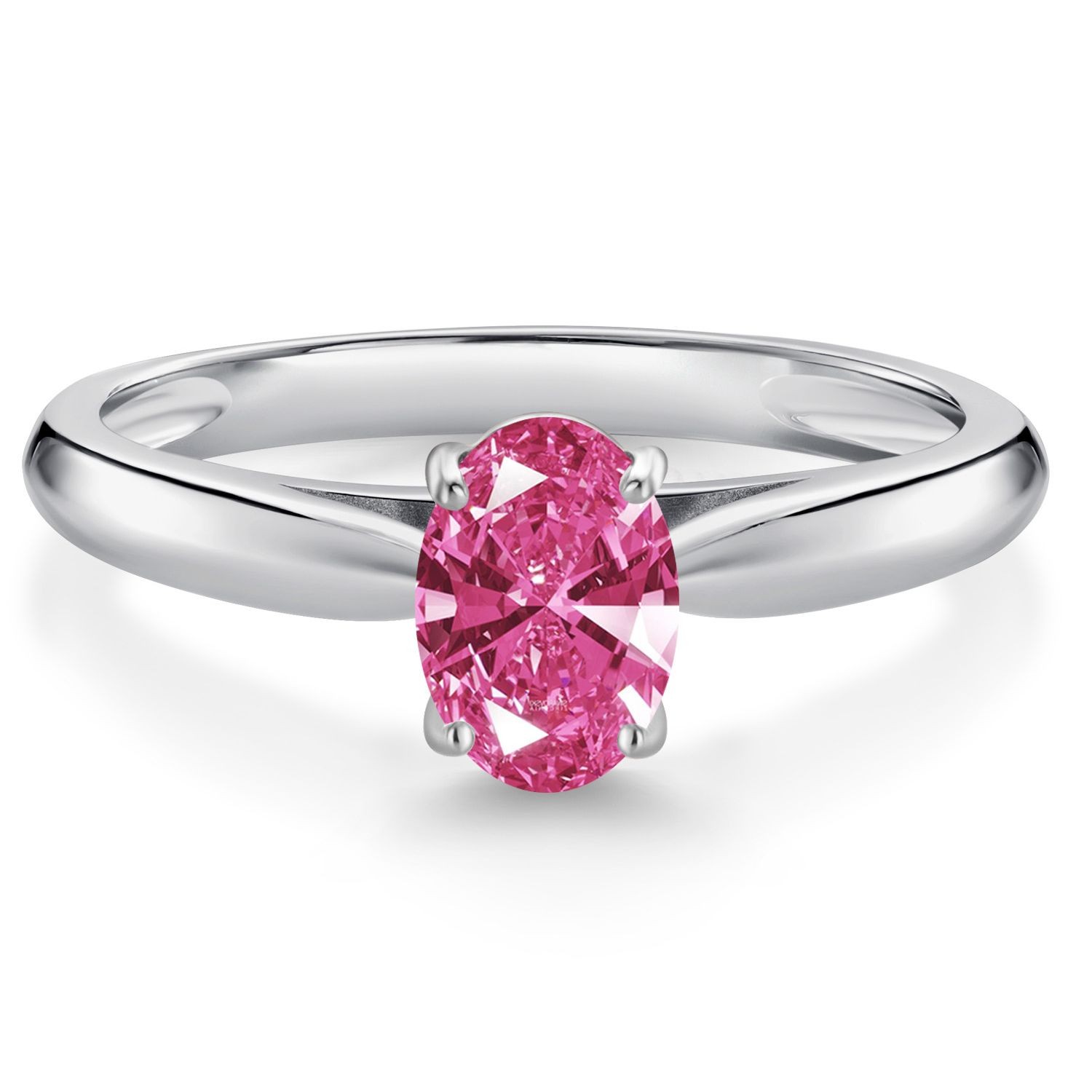 10K White Gold Pink Zirconia Solitaire Engagement Ring For Women (0.76 Cttw,