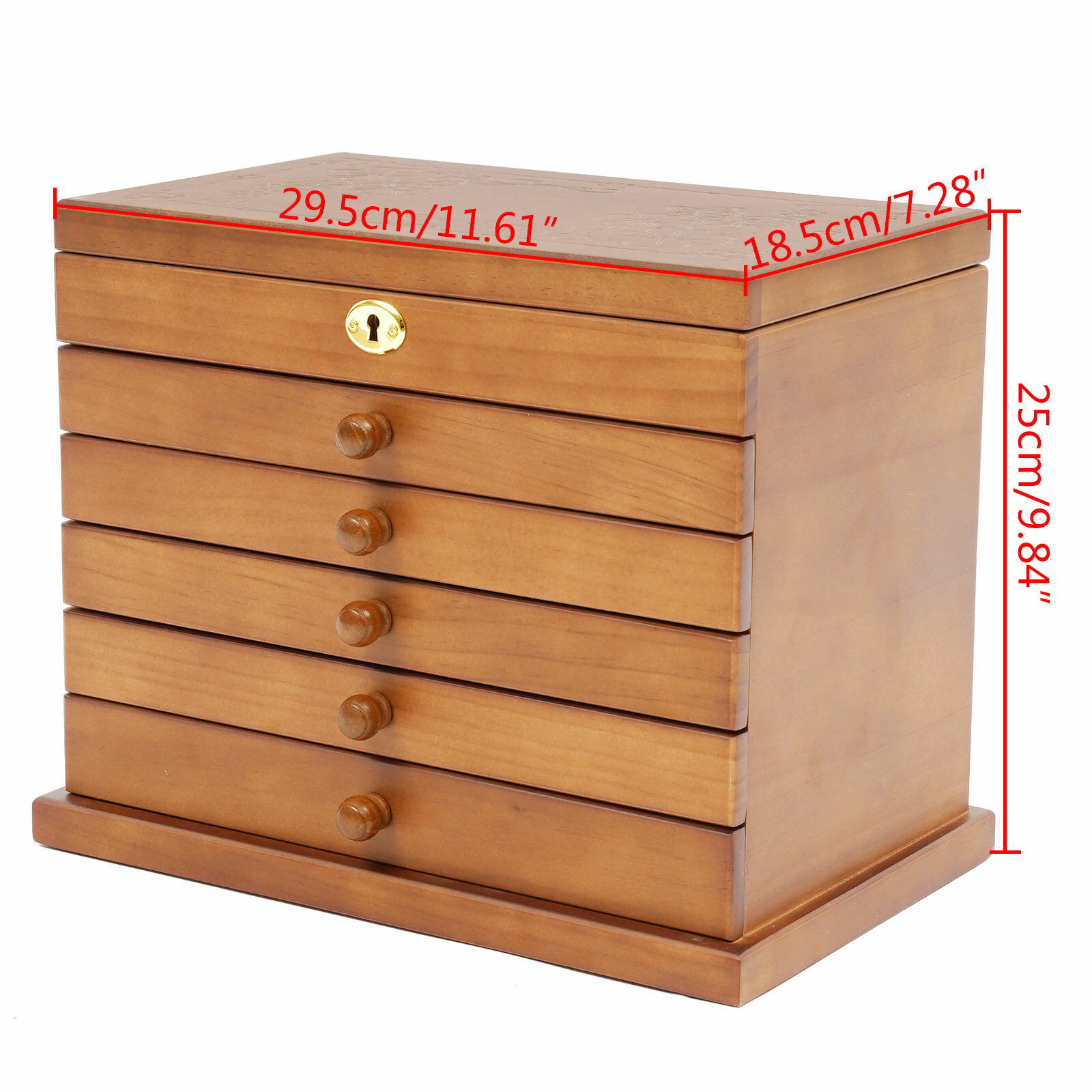 Jewelry Box Wood for Wowen 6-Layer Large Organizer Box with Mirror & 5 Drawers~