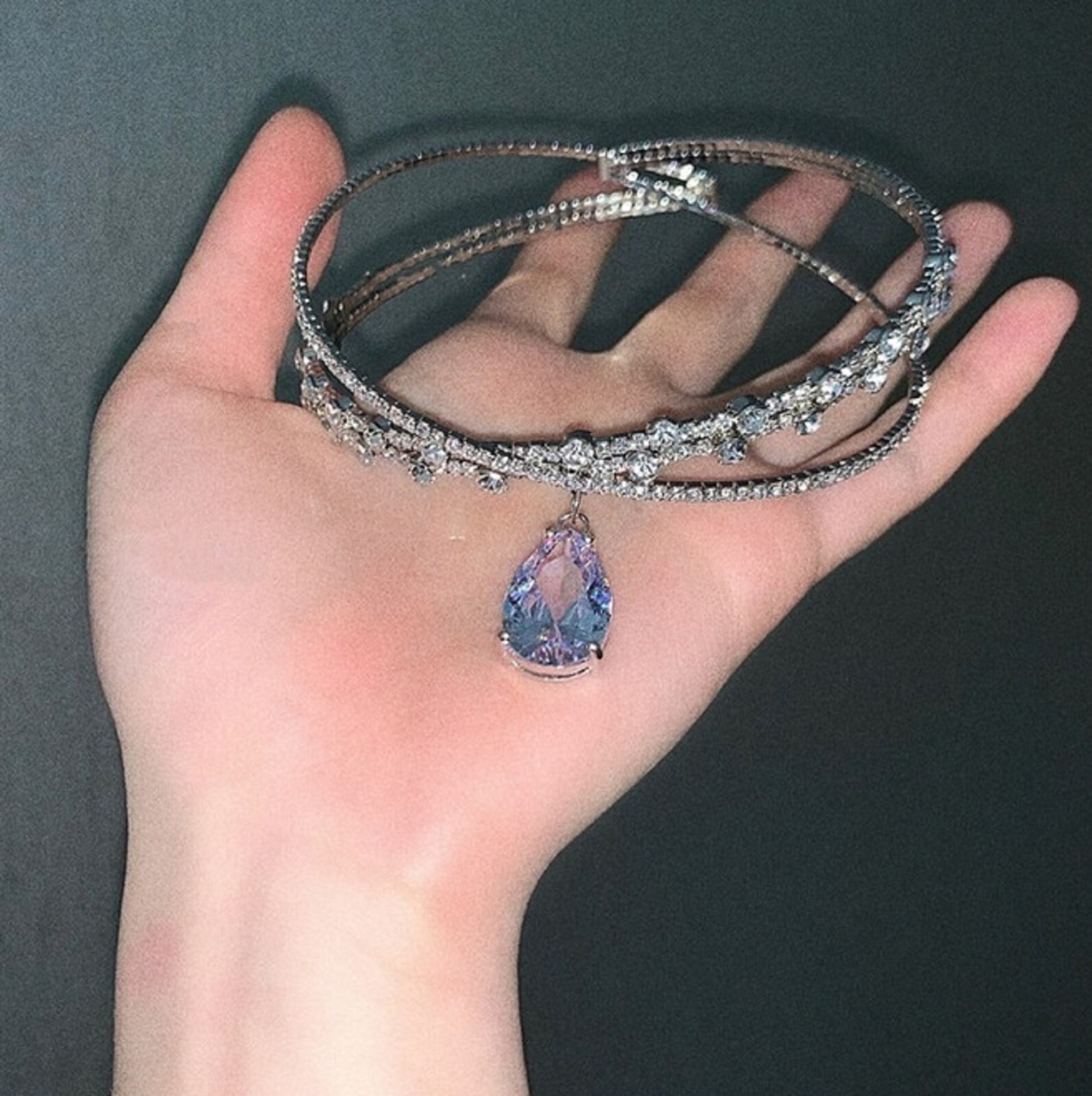 Clear Wedding Choker Rhinestone Crystal Statement Flex Necklace Pageant Bridal