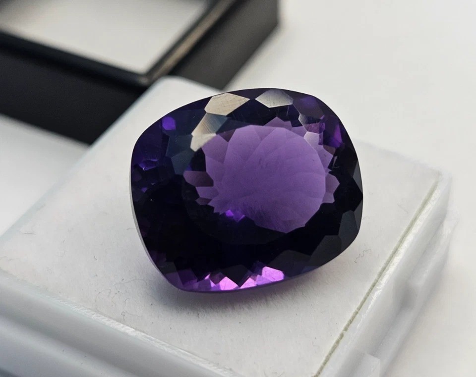 Natural Cushion Cut Purple Amethyst 12+ Ct Certified Gemstone For Ring Making