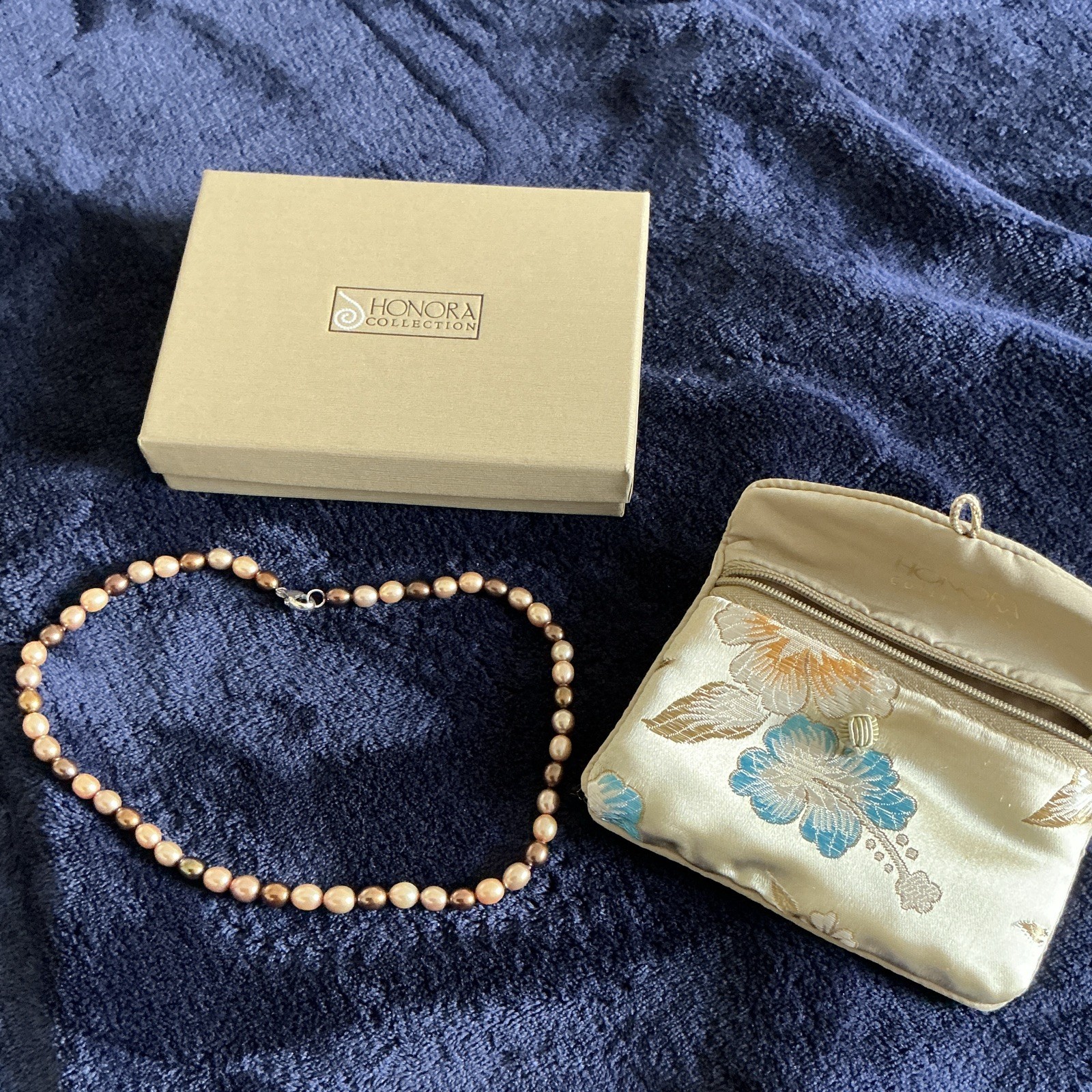 Honora Multicolor Brown Tan .925 Pearl Beaded Strand Necklace 17”