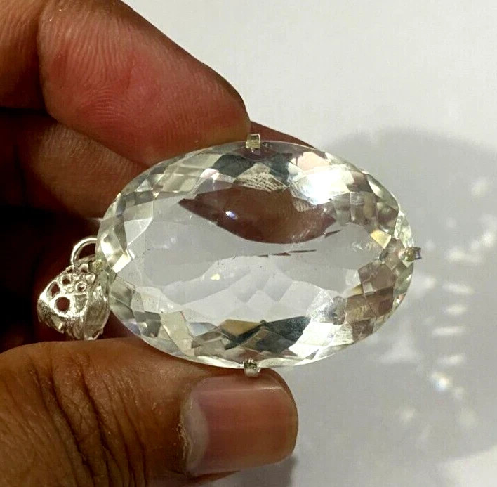 95.2 Ct EGL Certified Natural Oval White Topaz 925 Solid Silver Pendant Gemstone