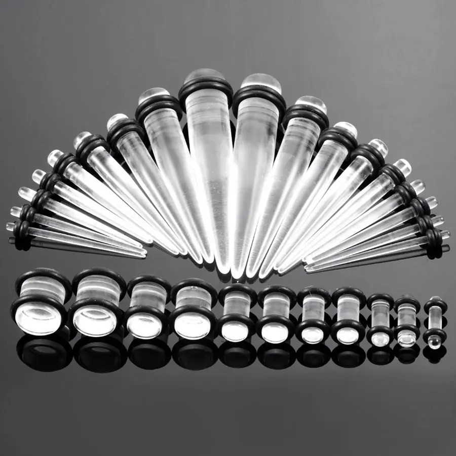36 pcs Ear Stretching Kit 14G-00G Taper Ear Gauges Plugs Tunnels Expander Set