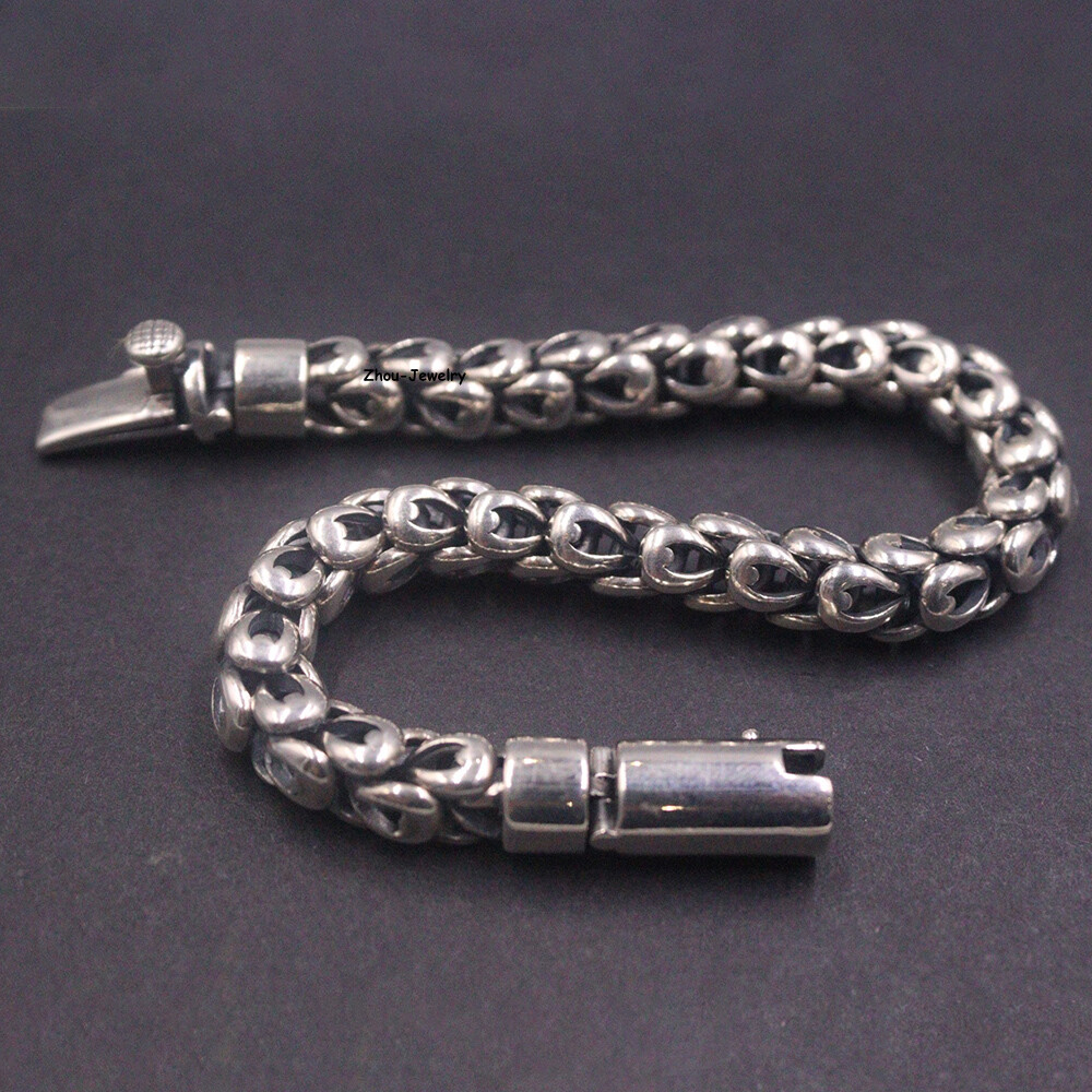Pure S925 Sterling Silver Chain 8mm Phoenix Tail Link Bracelet 53-54g 8.26inch