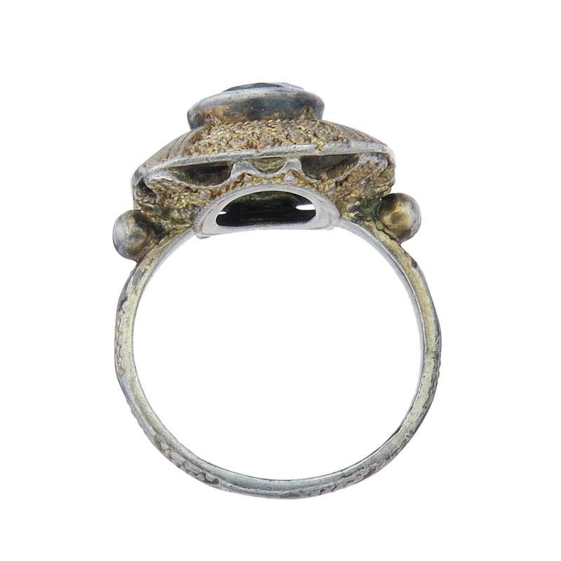 Theodor Fahrner Ring Blue Colour Stone 925 Silver Retro
