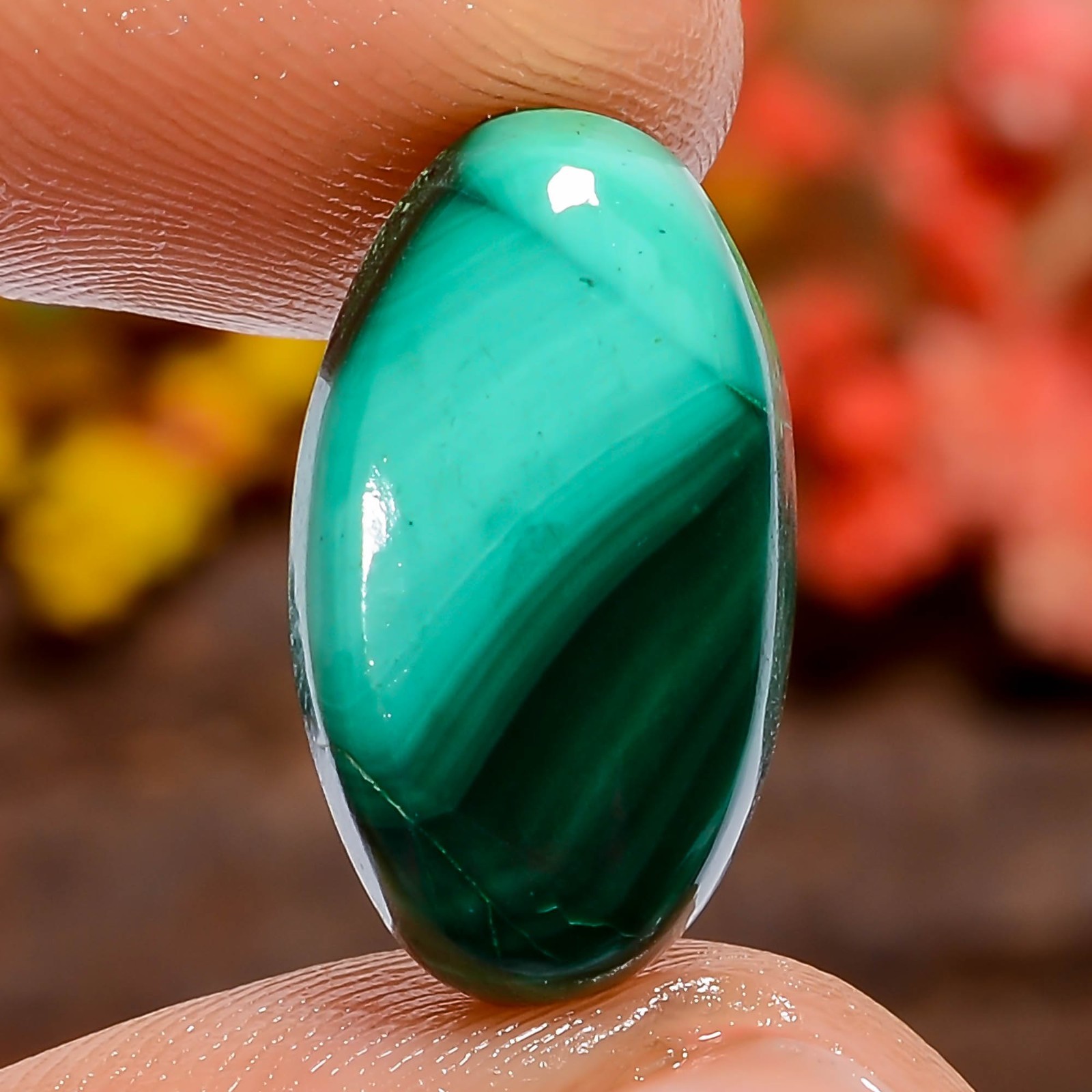 Natural Malachite Oval 13Ct Loose Gemstone 18X9X4mm Pendant Stone Green Africa