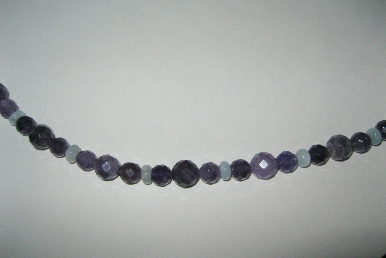 New Jay King Purple Amethyst & Aquamarine Beaded Necklace 36″