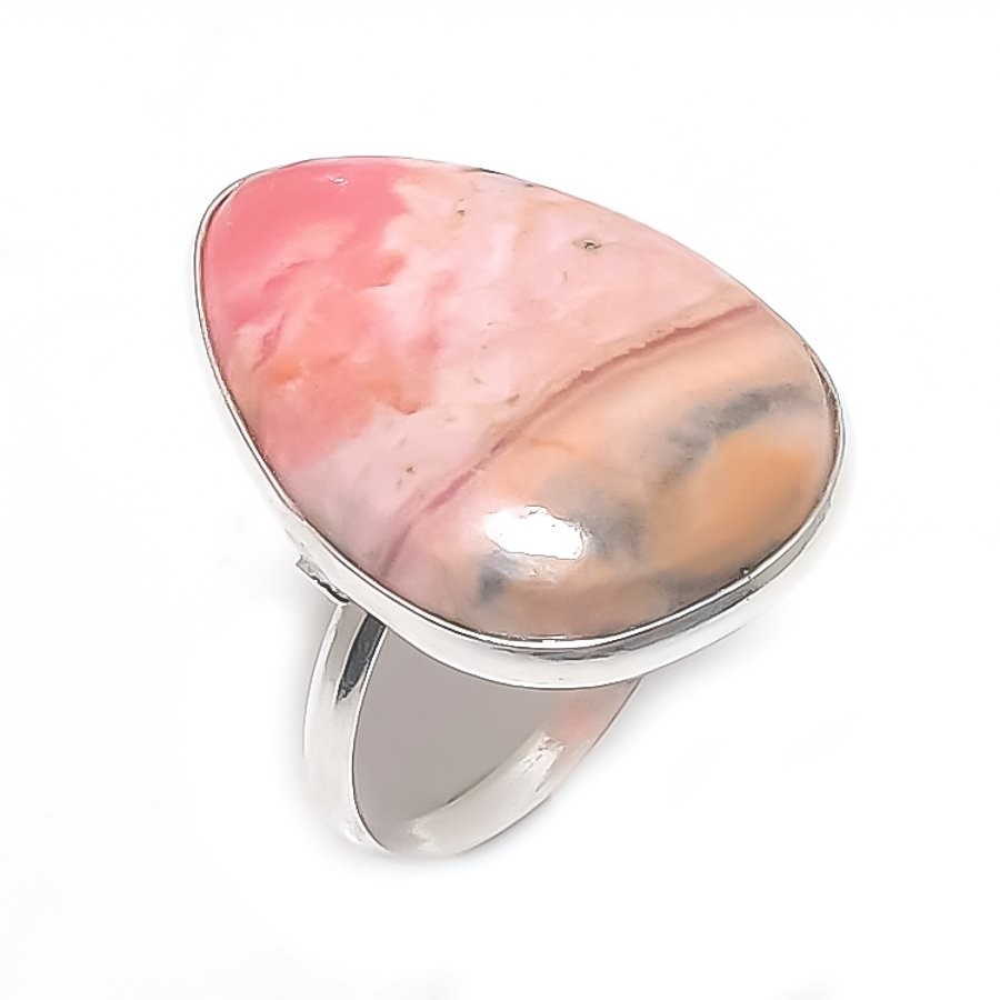 Rhodochrosite Gemstone Handmade 925 Sterling Silver Jewelry Ring Size 8 P172