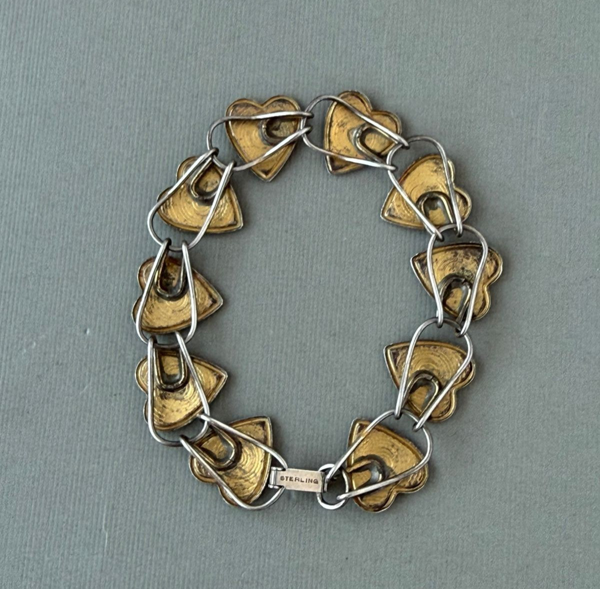 Vintage Bracelet Sweetheart Enamel Hearts Roses Bliss Bros 6.85″
