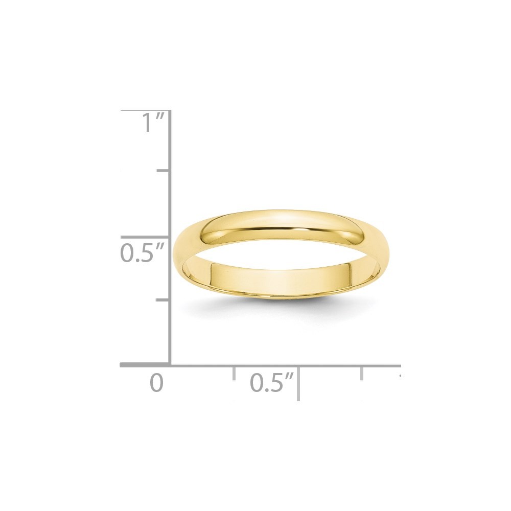 10k Yellow Gold 3mm Lightweight Half Round Wedding Band Ring Size 6