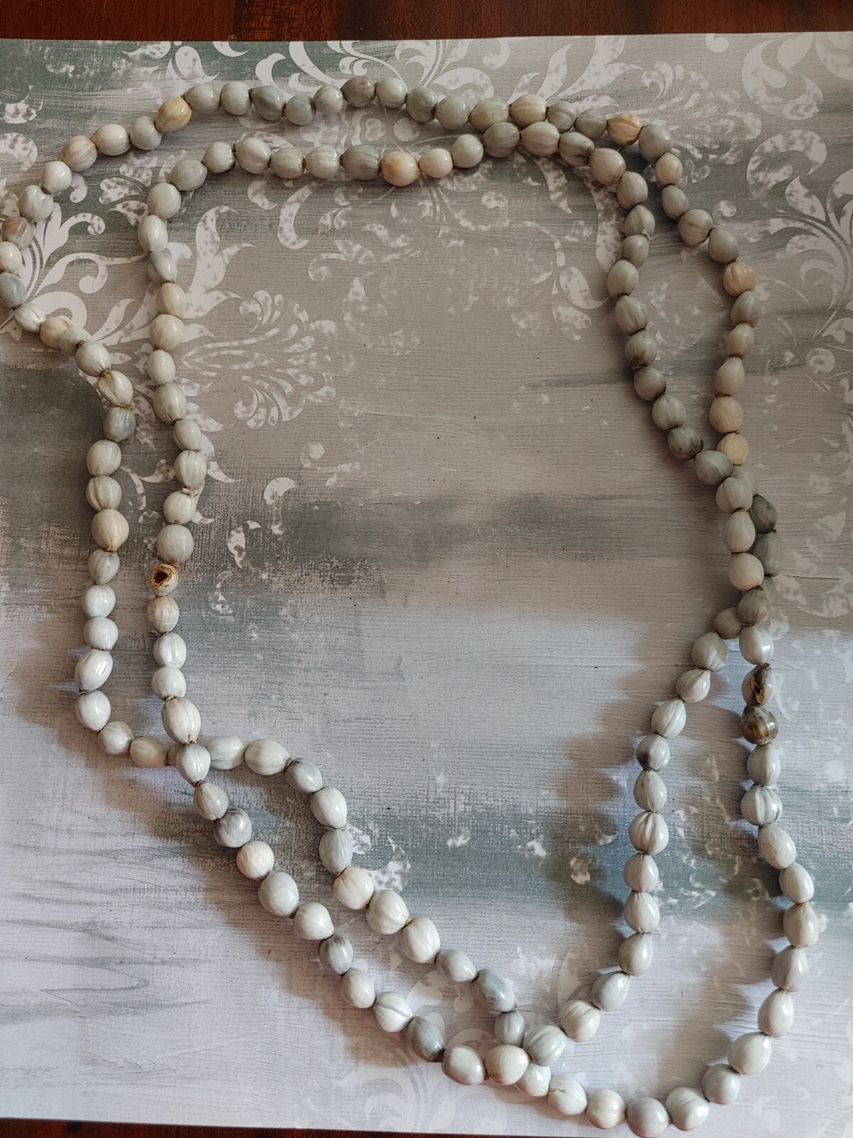 Vintage necklace light gray Job’s Tears natural seeds 45″ long