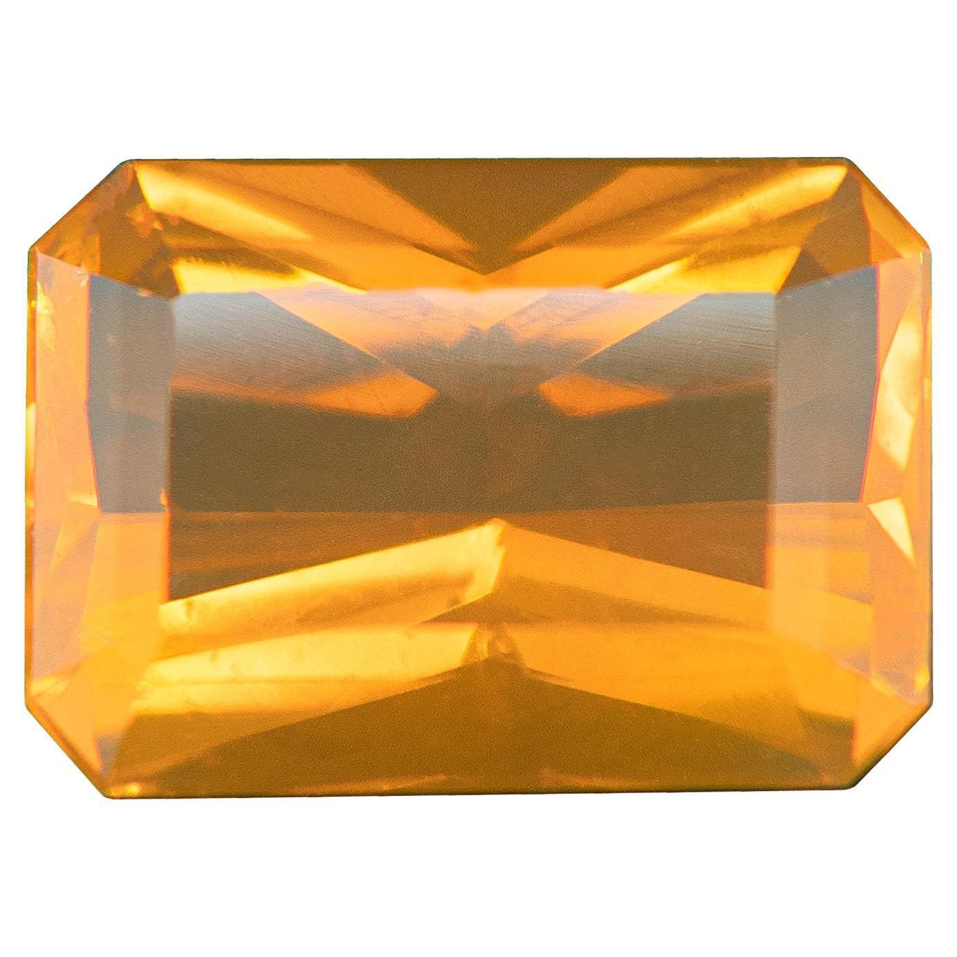 Natural Mexican Fire Opal 5.45ct Loose Gemstone Emerald Cut Play of Color