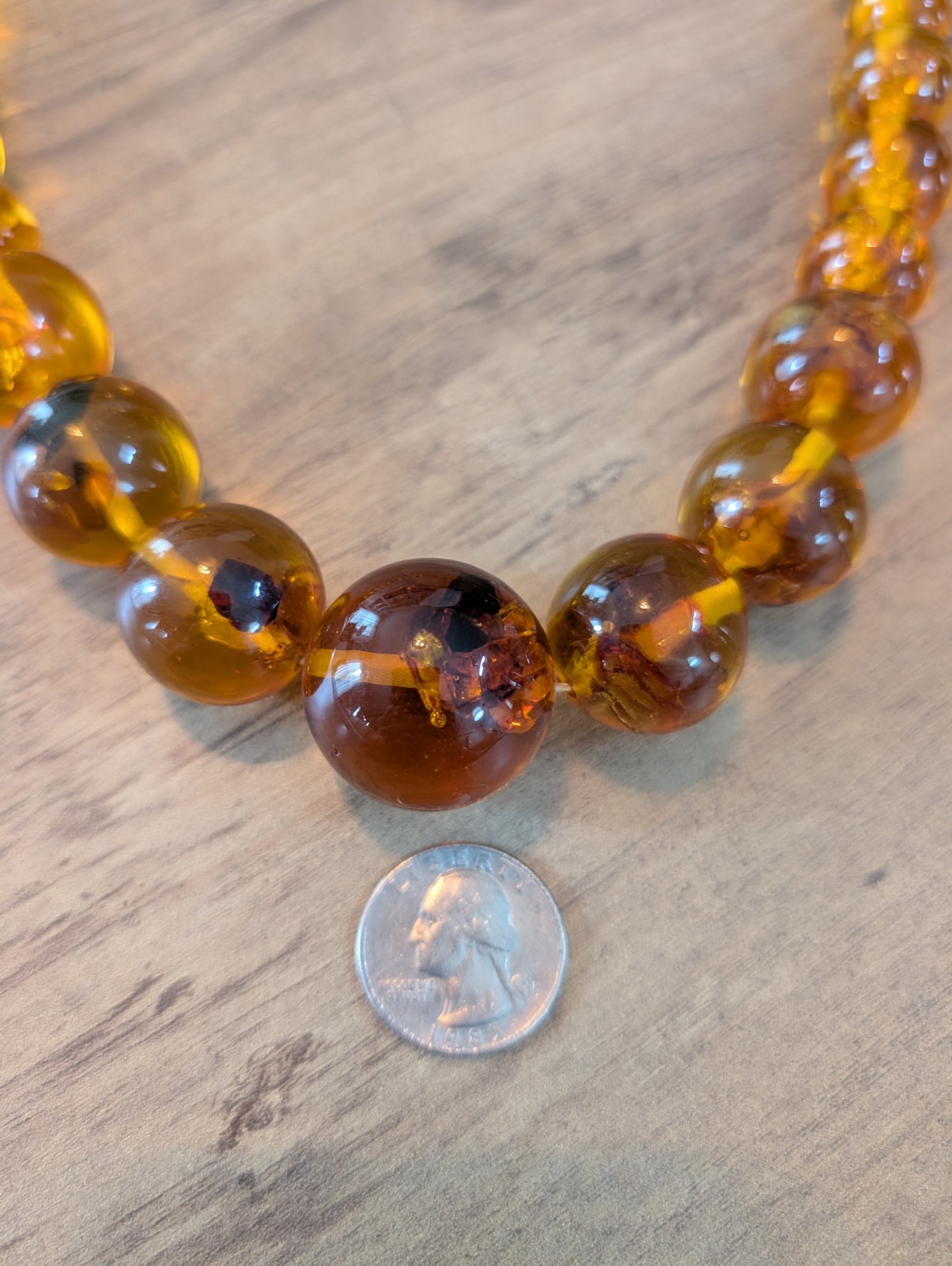 Vintage Baltic Amber Graduated Bead Necklace 132g 24″ UV Reactive Estate