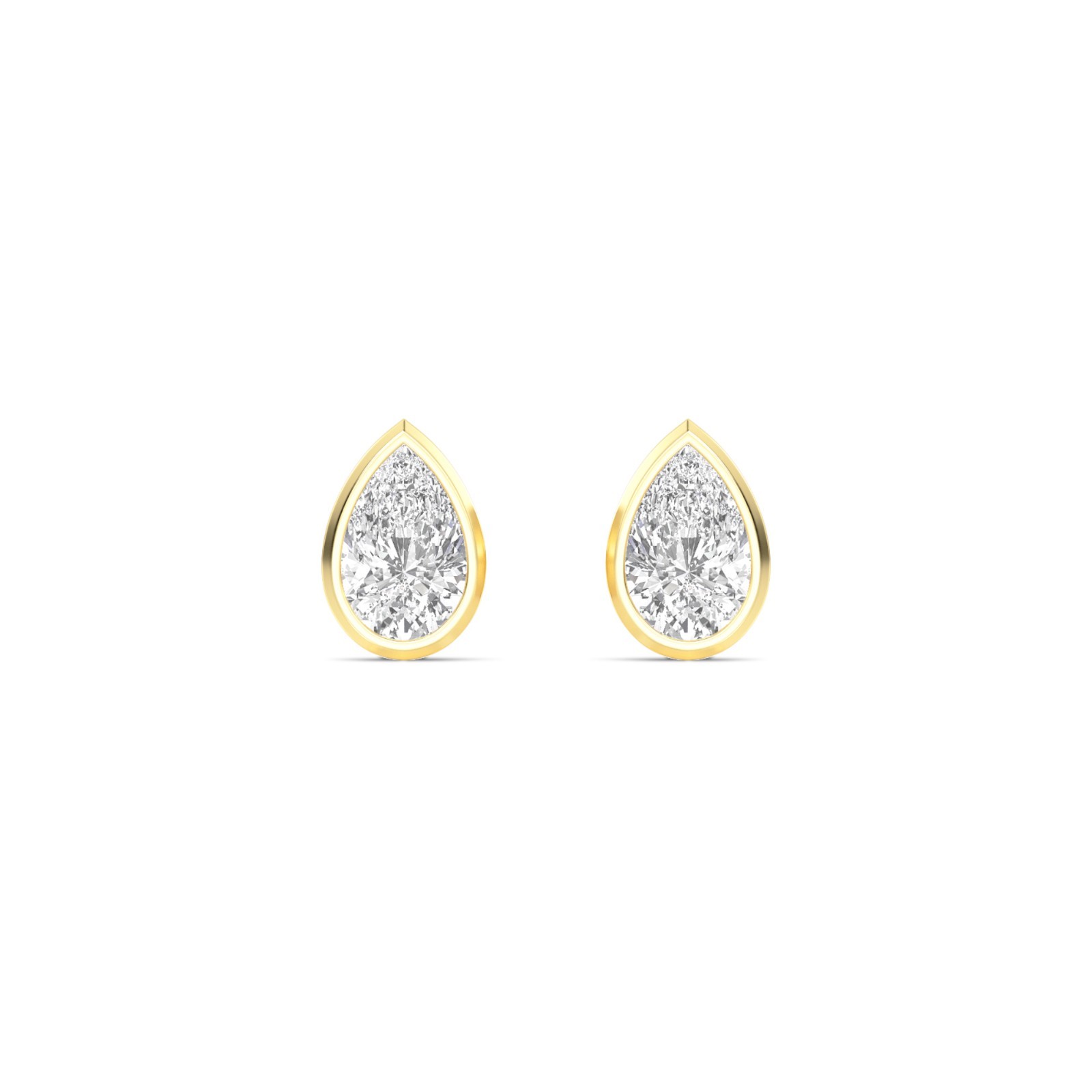 10k white gold pear lab grown diamond bezel teardrop stud earrings 0.50-1.00 Ctw