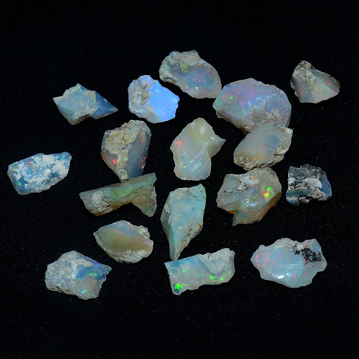 17 Pcs Natural Ethiopian Opal Rough Lot Top Grade Play Of Colors Loose Gemstones