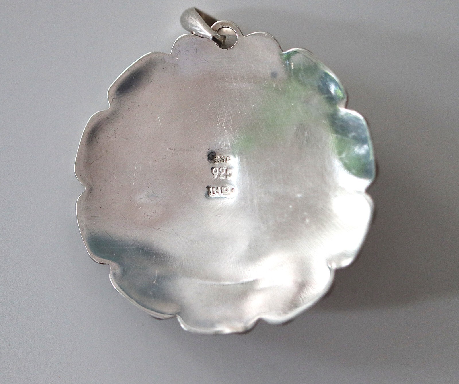 Vintage Sterling Silver Mahogany Obsidian Pendant Dome Twirl Design SSP 925 Ind.