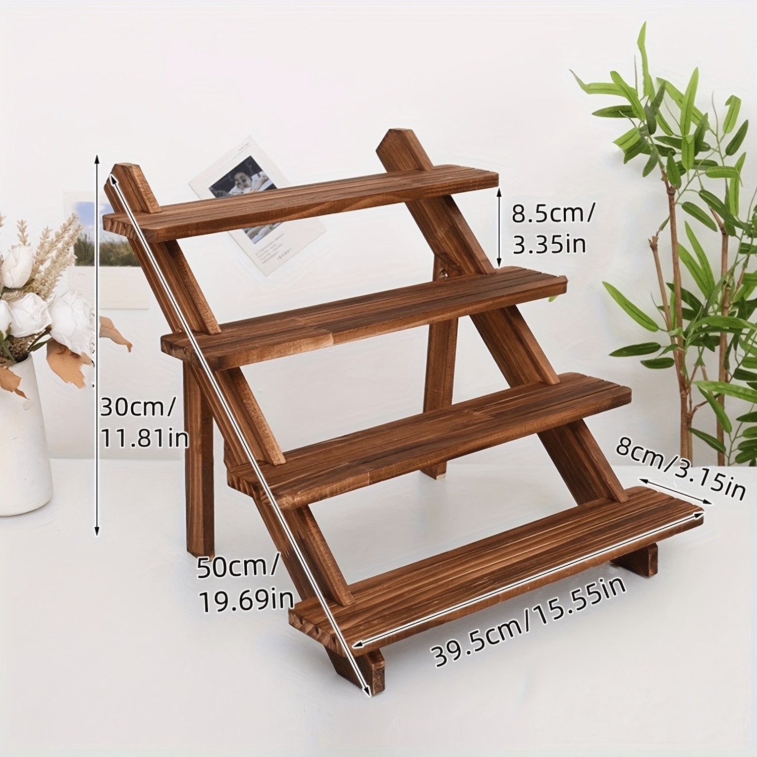 2pcs 4 Layers Wooden Cake Display Rack, Stepped Cupcake Rack