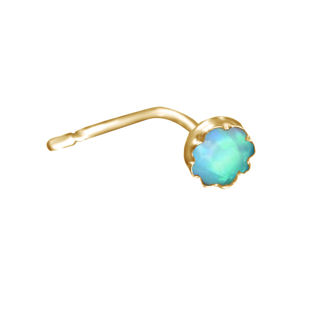 3mm Round Cut Blue Opal Nose Ring Stud Handcrafted $82