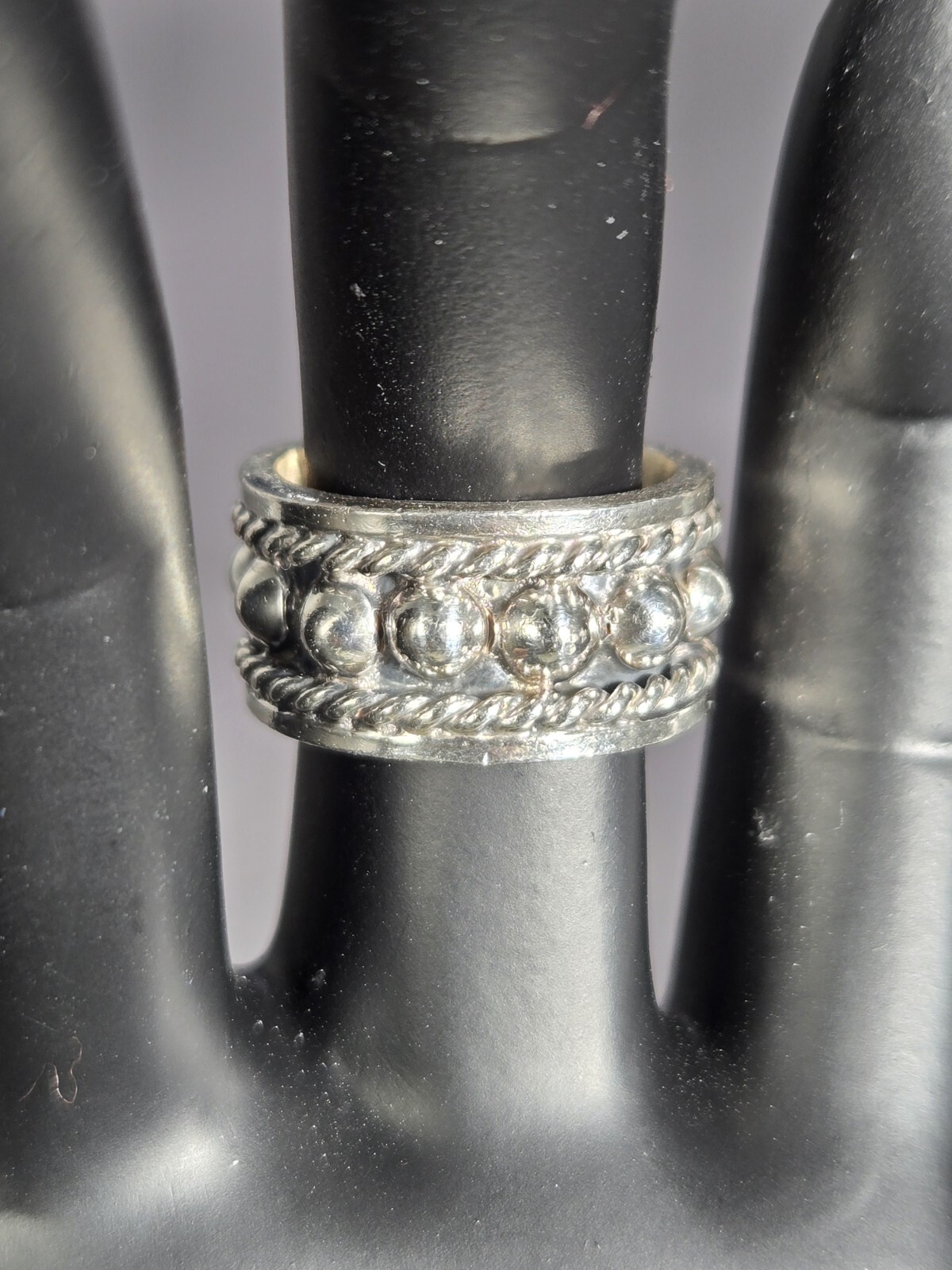 SILVER 925 7.2 G Size 4 Handmade Retro Made In Mexico Band Width 9.7