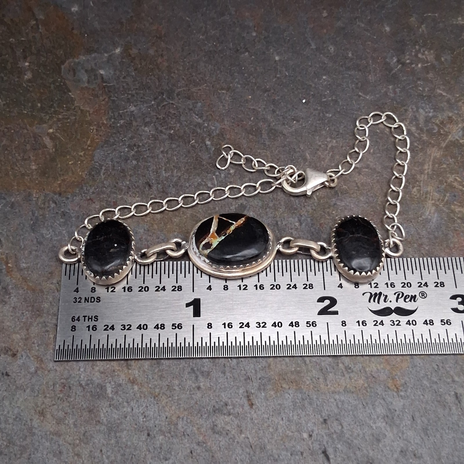 Blackjack Turquoise Bracelet Sterling Silver Native Southwestern Style 6-8.5