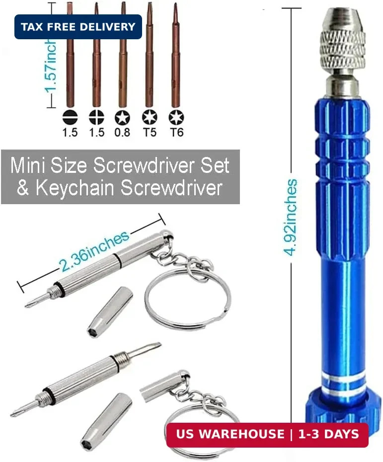 Eyeglass Repair Kit, 5-in-1 Multifunctional Precision Screwdriver Set (torxT5~T6