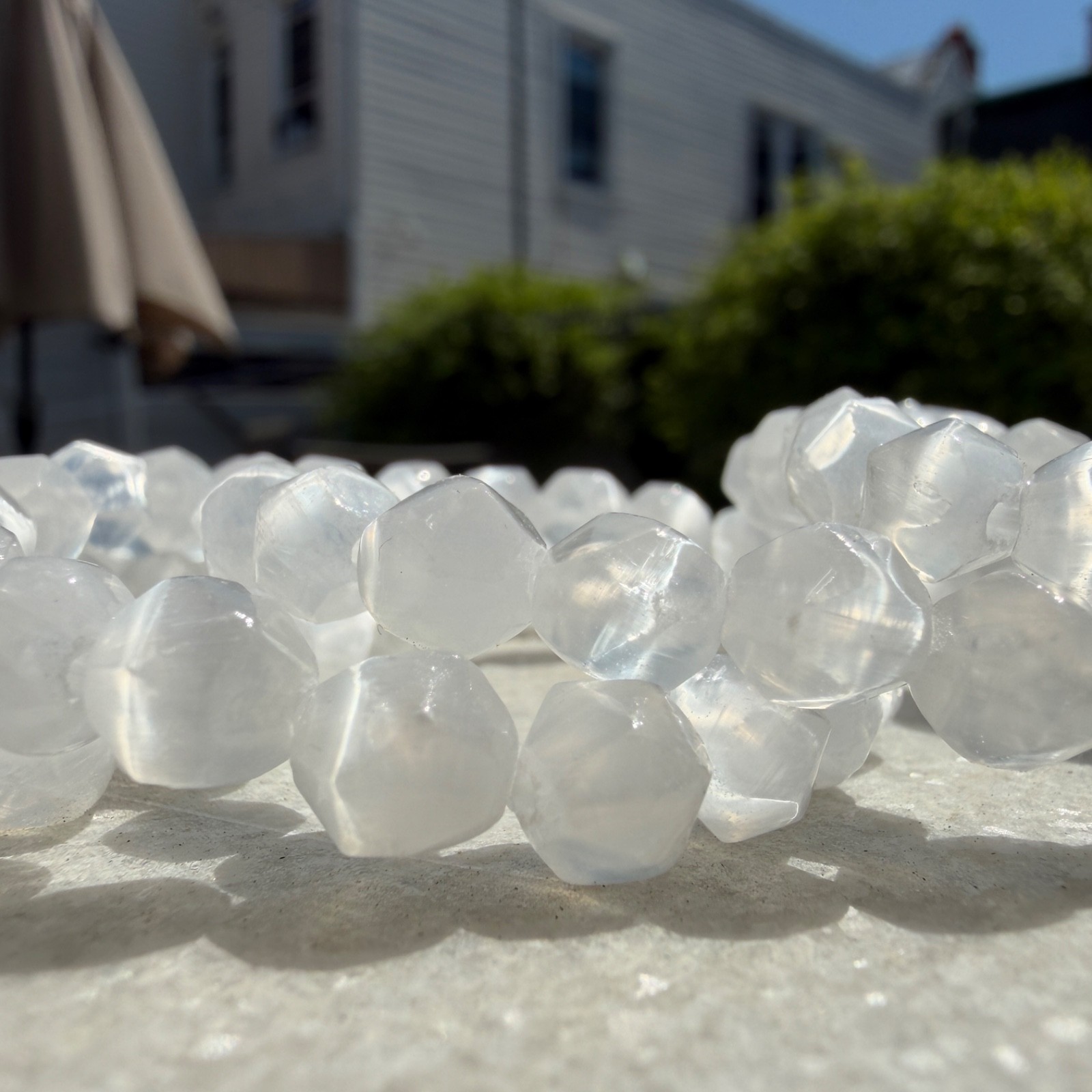 Wholesale 6 Pcs 8mm Faceted Selenite Natural Crystal Stretch Bracelet 7.5″