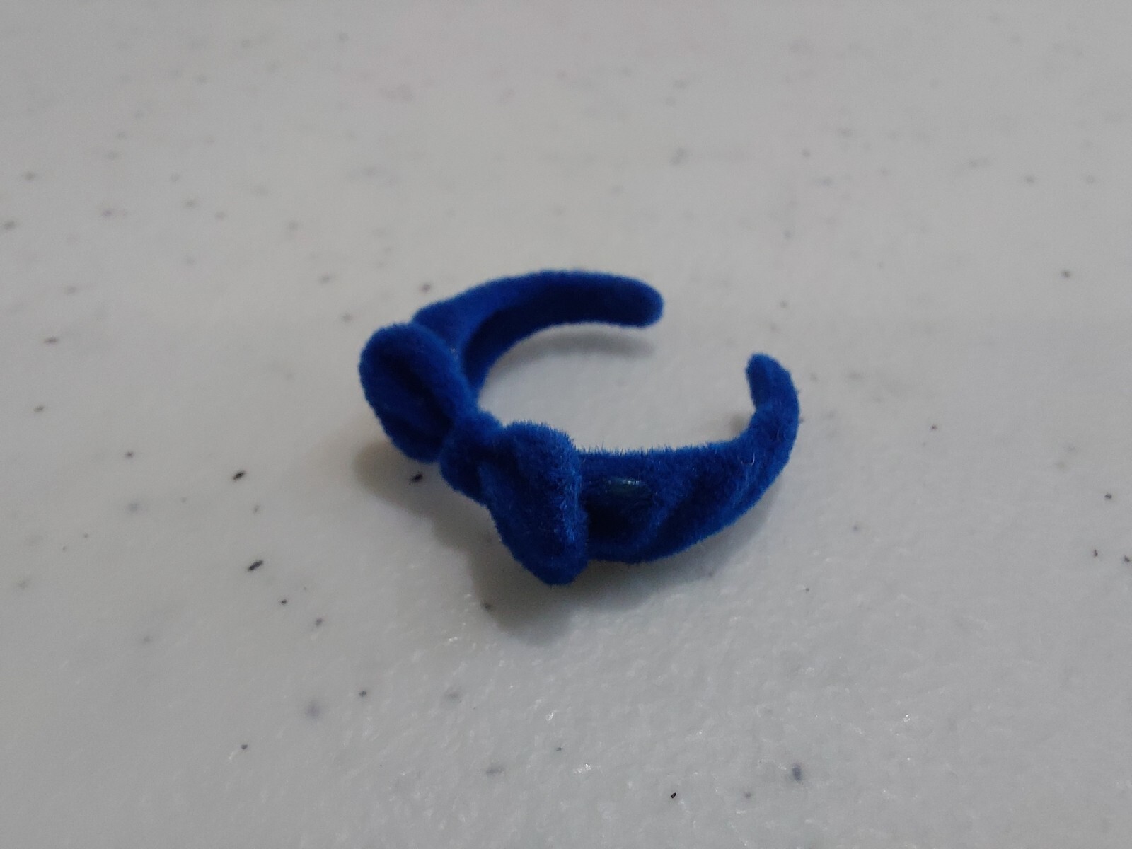 Kawaii Japanese Imported Flocked Fuzzy Ribbon Bow Ring Adjustable BLUE K-Pop