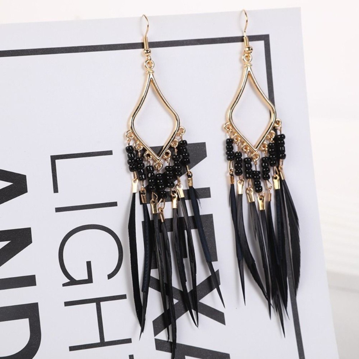 Bohemian Feather Tassel Earrings Handmade Ethnic Dangle Drop Jewelry