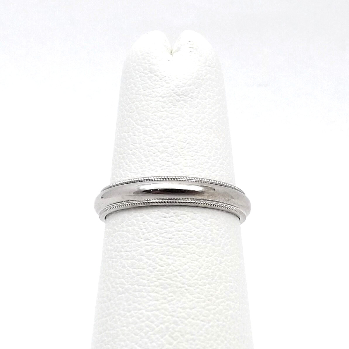 Art Carved Solid 14K White Gold Milgrain Wedding Band Ring New sz4.75 3.2mm Wide