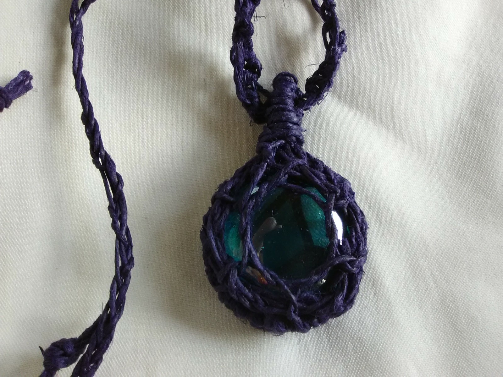 Macrame Hemp Boho Glass Pendant Women’s Necklace 22″ Jewelry Gift USA New