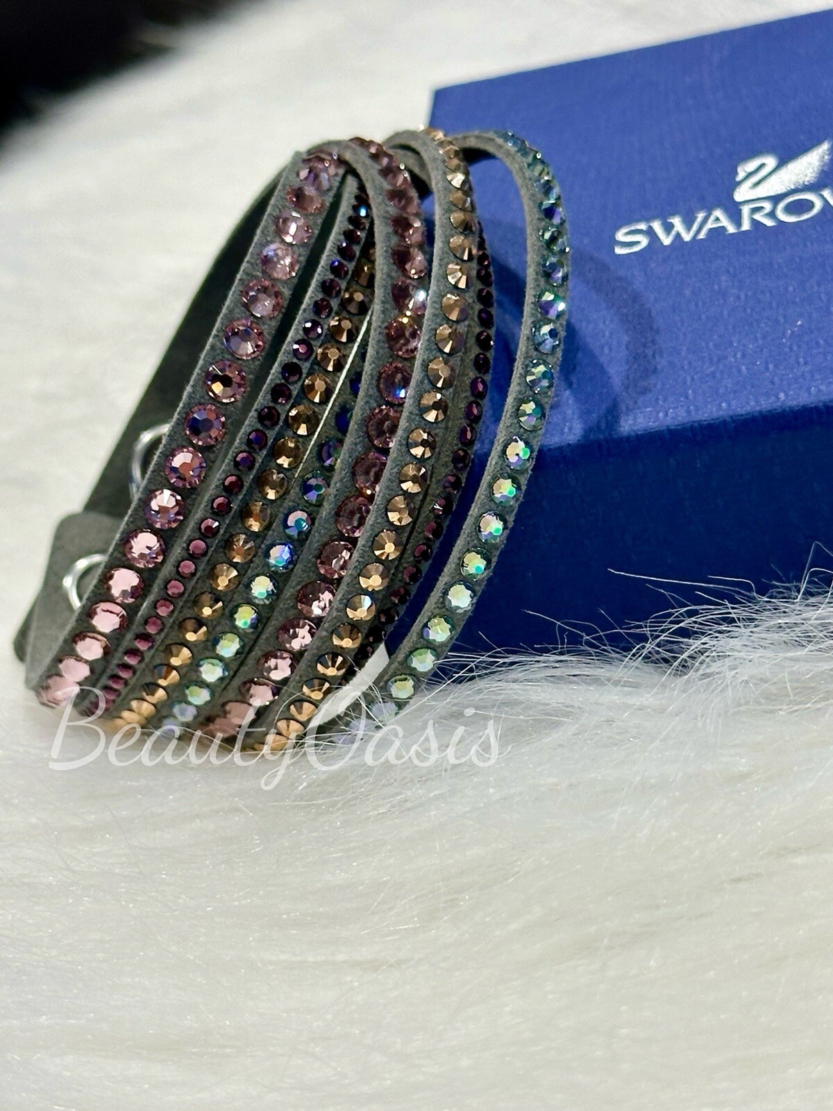 Swarovski Deluxe Slake Crystal Leather Wrap Bracelet, Choose Color (cc-104)
