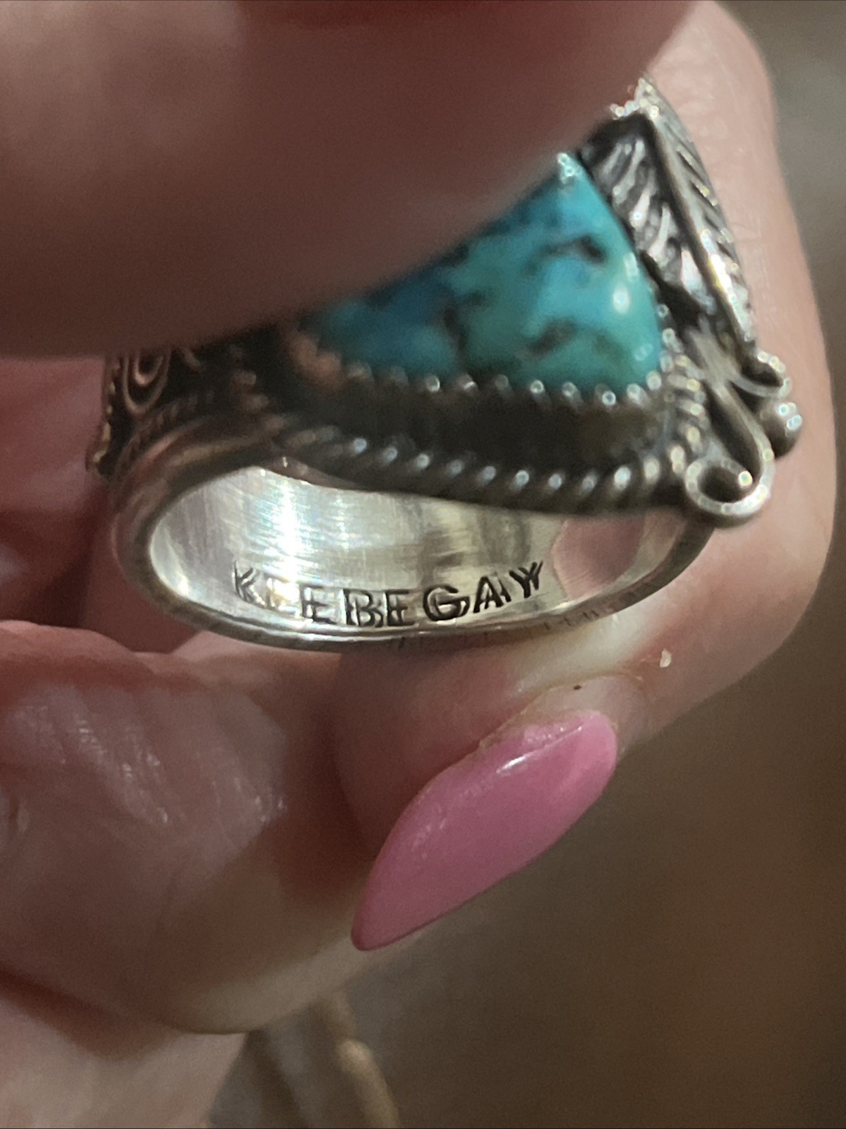 N A Huge Turquoise Ring Kee Begay Size 11 (19.5grams)