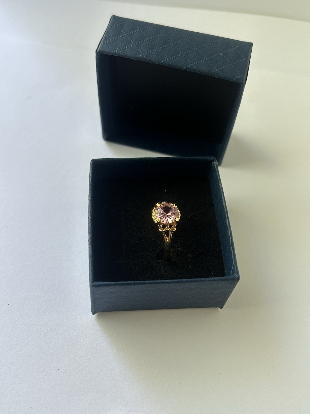 Vintage Pink Cubic Zirconia Ring Gold Plated Womens Size 9.5