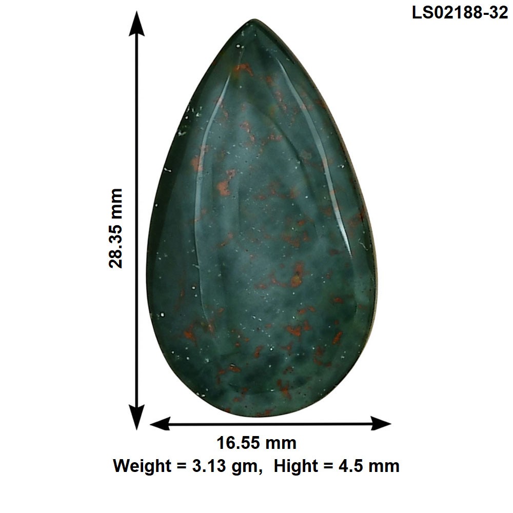 Natural Blood Stone 28.35×16.55×4.5 mm Pear Shape Polished Gemstone LS02188-32