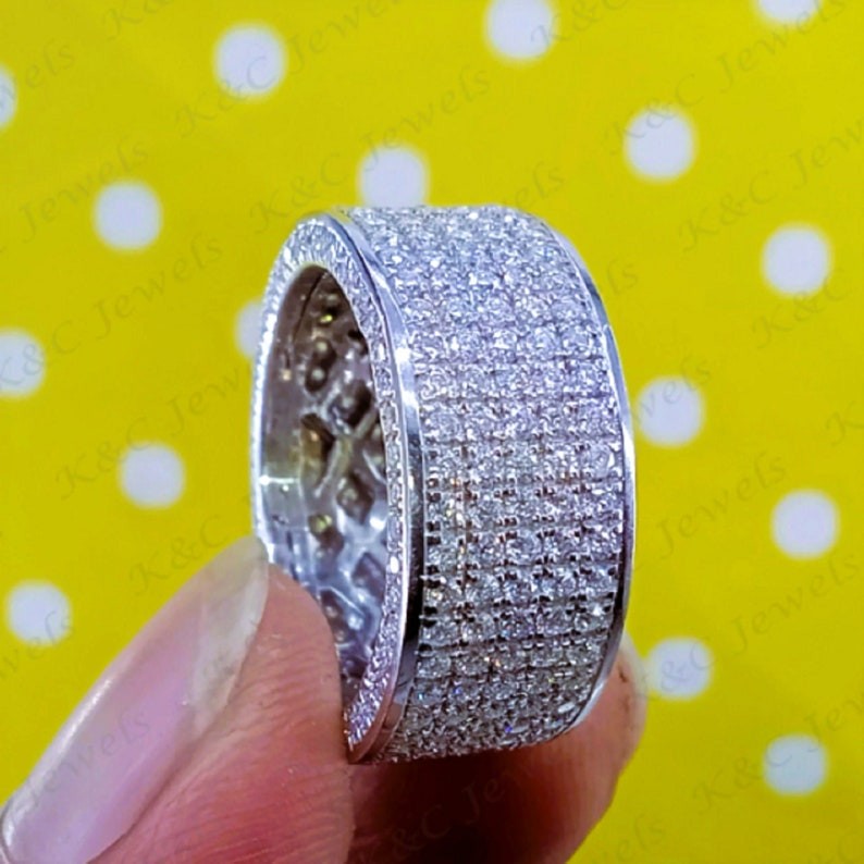 2.20Ct Round Cut Moissanite Men’s Custom Latter Ring 14K White Gold Plated