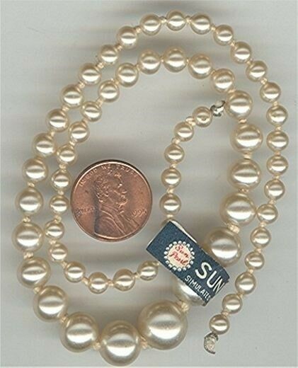 3 VINTAGE JAPANESE “SUN BRAND” GLASS PEARL ASSORTED 15″, 16″ & 18″ SECTIONS Z455