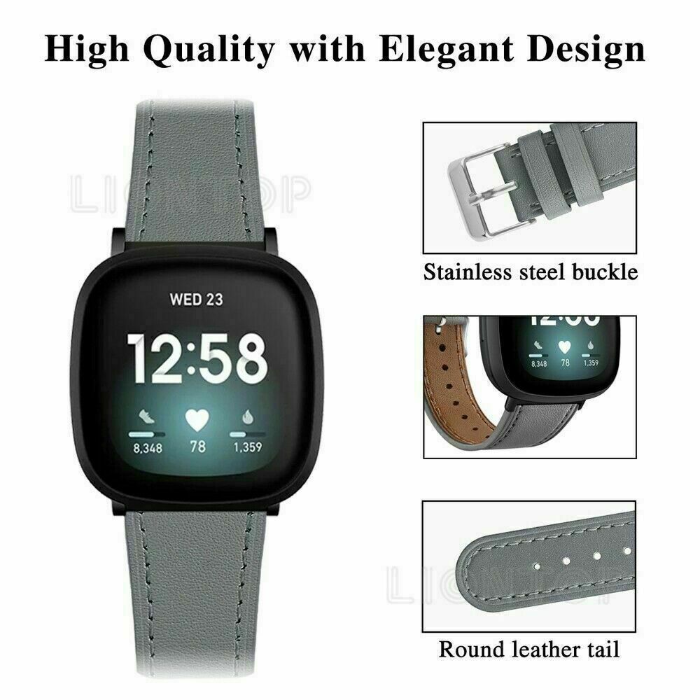 For Fitbit Versa 3 /Fitbit Sense Leather Watch Band Replacement Bracelet Strap