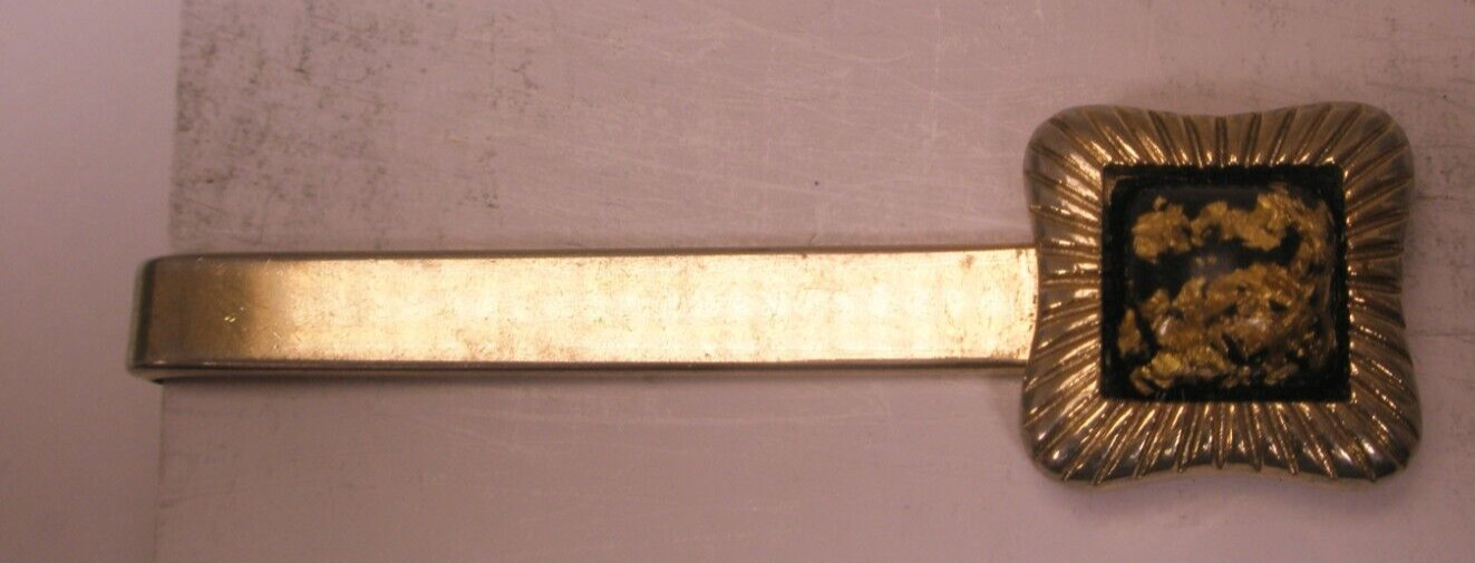 2-1/8″ Gold Flake in Acrylic Gold Tone Vintage HICKOK Tie Bar Clip simple design
