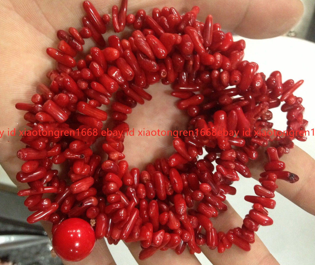 48 inch Natural 4x10mm Red Branch Coral Pendant Necklaces